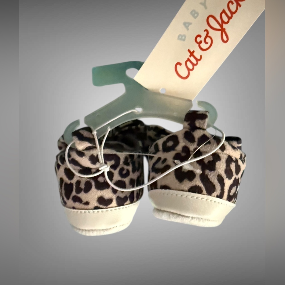 Cat & Jack Baby Leopard Bow Moccasins 9–12M Soft Sole Crib Shoes NWT - Picture 5 of 10